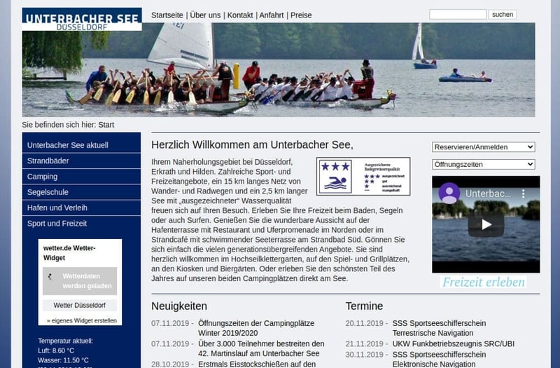 Unterbacher See Alte Webseite