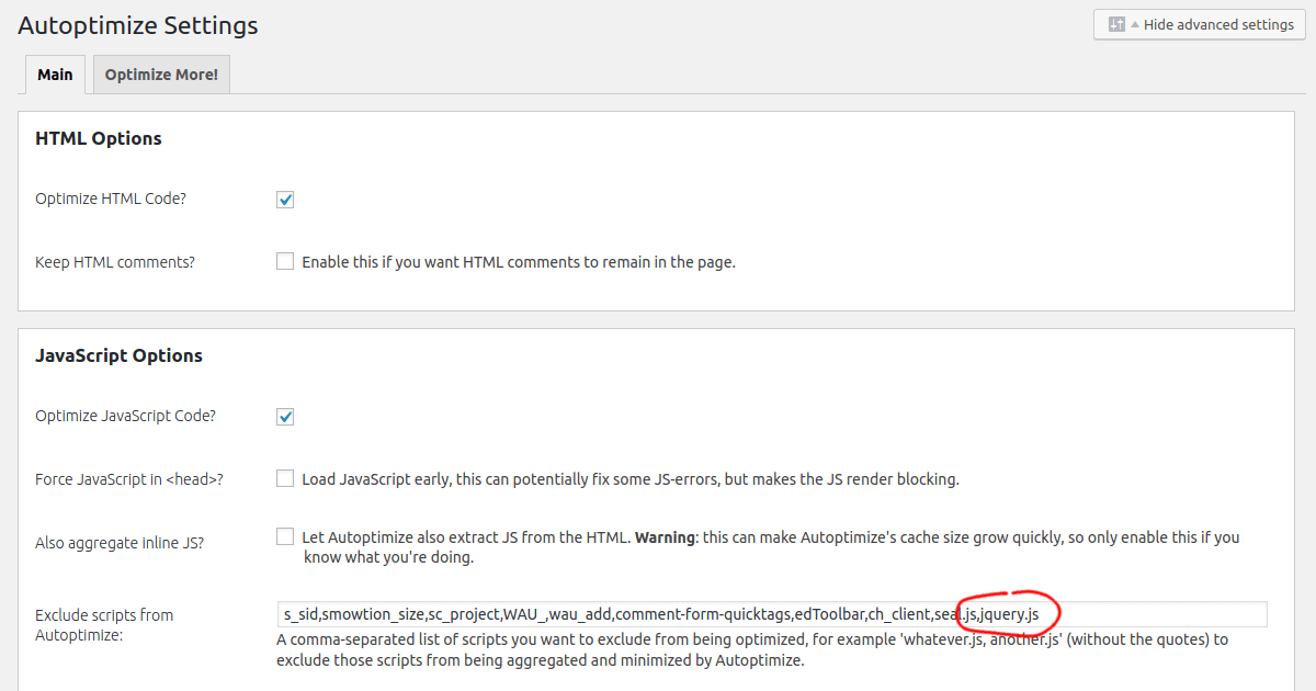 Exclude jQuery