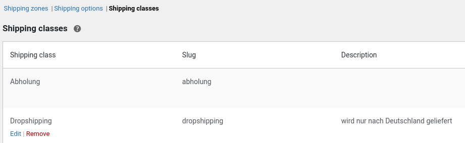 WooCommerce Shipping Class