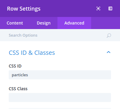 Row Settings Particles