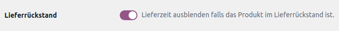 Lieferzeit ausblenden