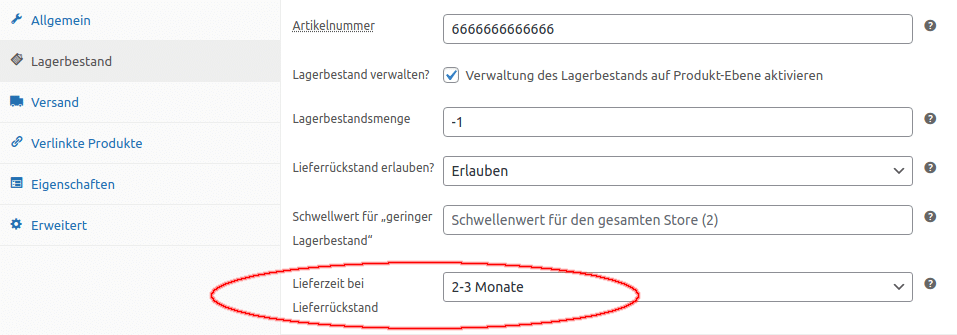 Lieferzeit bei Lieferrückstand